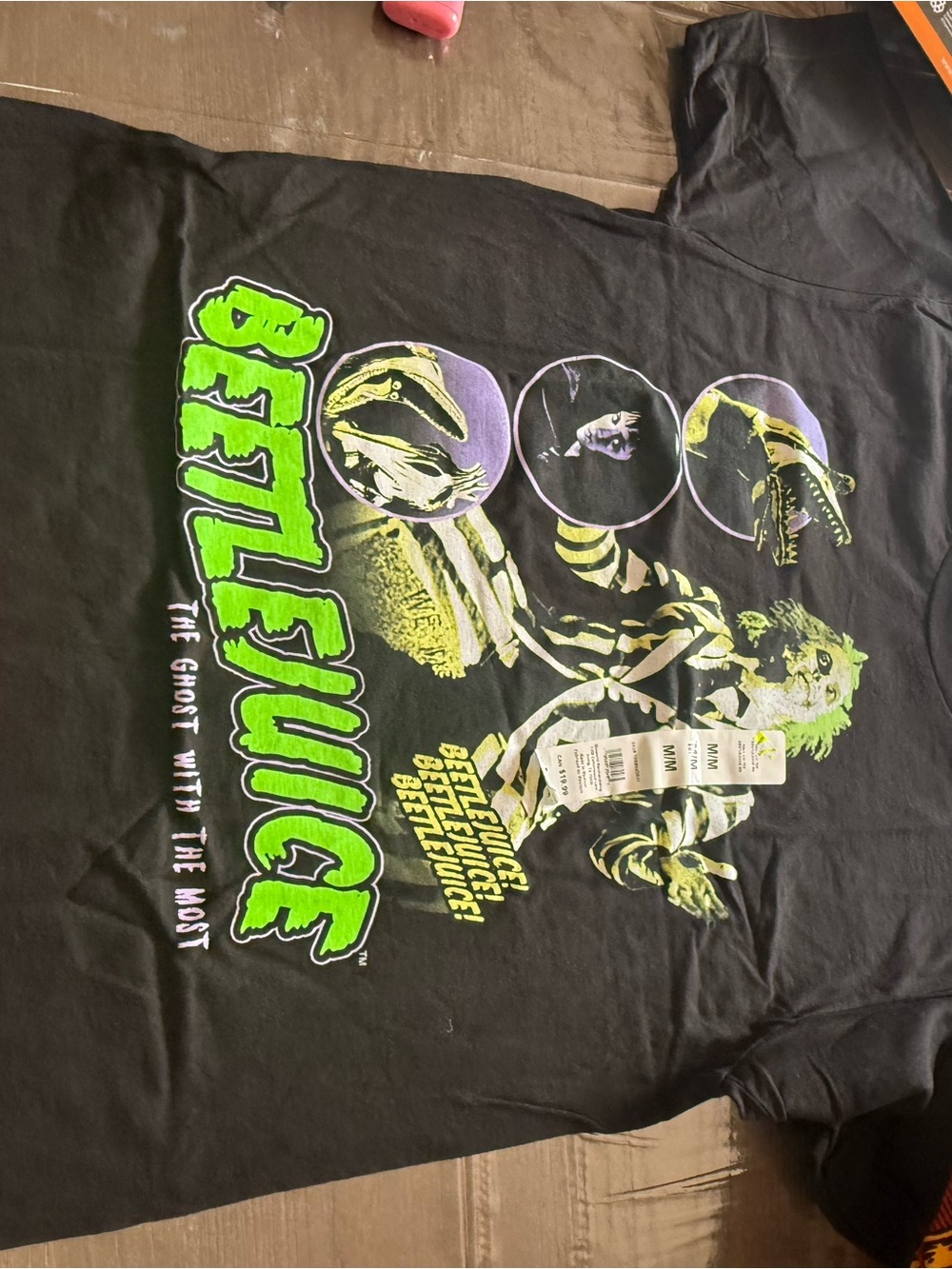 Beetlejuice Graphic Tee - Black with Neon Green Accents